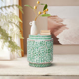 MIRANDA CYLINDER TURQUOISE SHELL INLAY TABLE/STOOL - Top-Down View
