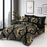 Regal Elegance Black and Gold 3 Pc Comforter & Pillow Cover Set KING - Front View