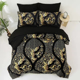 Regal Elegance Black and Gold 3 Pc Comforter & Pillow Cover Set KING - Low Angle