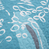 Vintage Delicate Teal floaral Pattern 3 Pc Bedspread & Pillow Cover Set - 45-Degree Angle