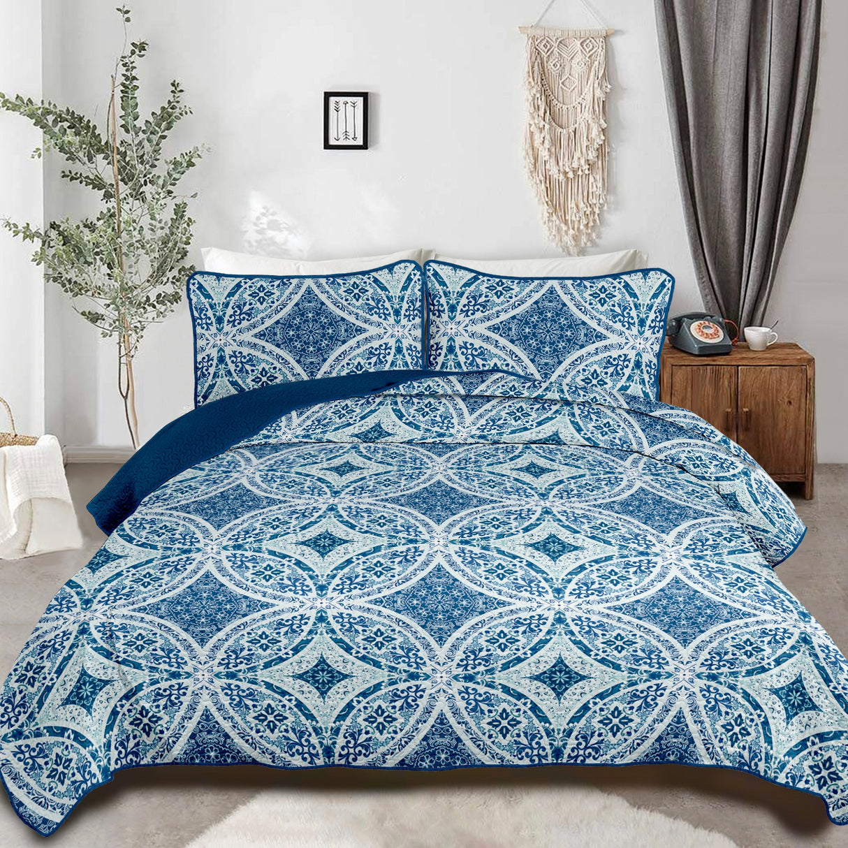 Whimsical Winter Frosty Elegant 3 Pc Bedspread & Pillow Cover Set