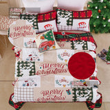 Festive snowman merry Christmas Queen Bedspread Set - Front View