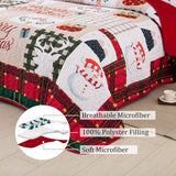 Festive snowman merry Christmas Queen Bedspread Set - Top-Down View