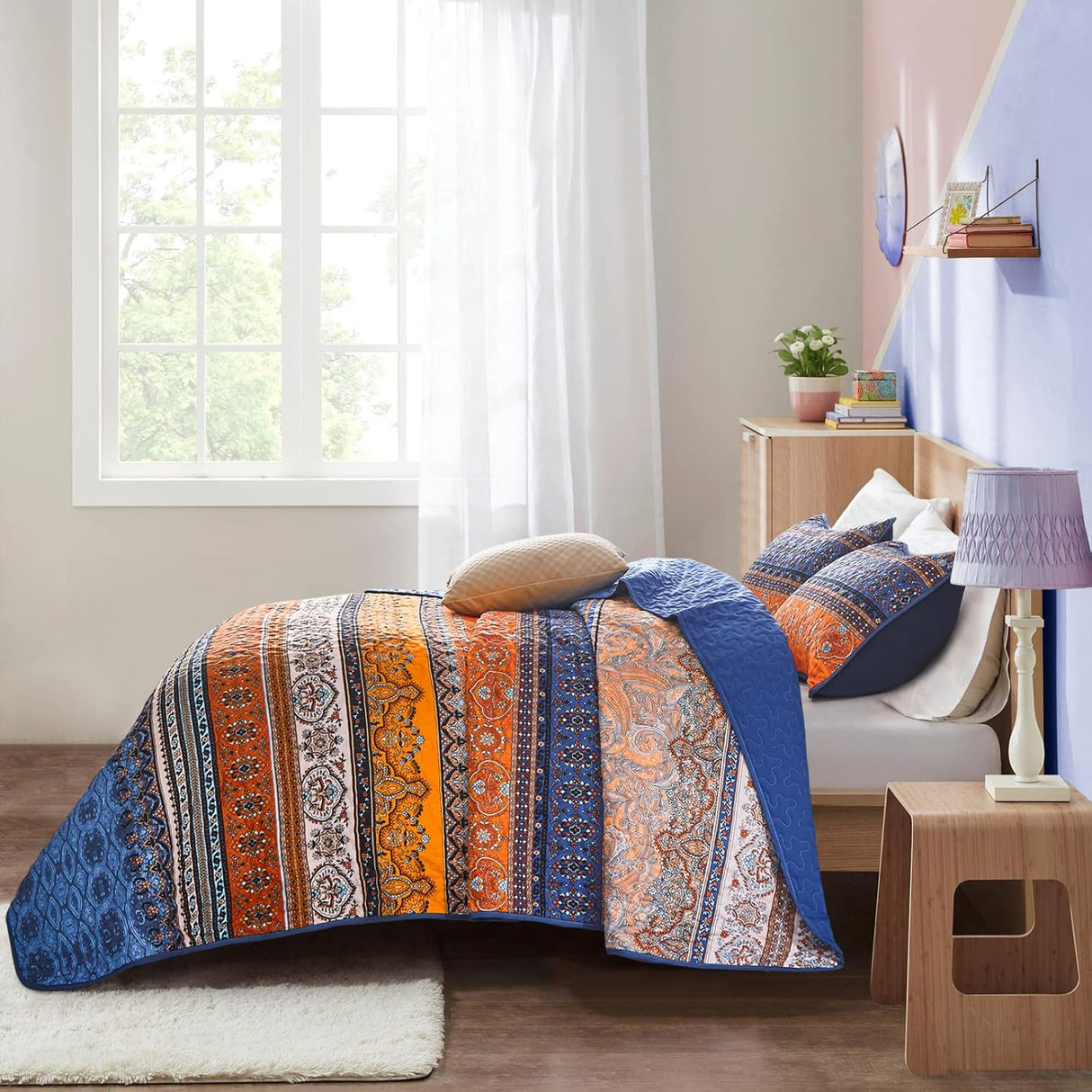 Exquisite Delicate Floral Classic 3 Pc Bedspread & Pillow Cover Set