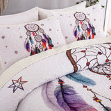 Radiant dreamcatcher white cultural 3 Pc Bedspread & Pillow Cover Set - Side View