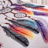 Radiant dreamcatcher white cultural 3 Pc Bedspread & Pillow Cover Set - Top-Down View