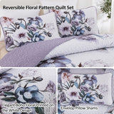 Romantic Wildflower Soft Cozy 3 Pc Bedspread & Pillow Cover Set - Side View