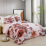 Serene Botanical Whisper romentic 3 Pc Bedspread & Pillow Cover Set - Top-Down View