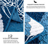 Frosted Magnolia Chic blue 3 Pc Bedspread & Pillow Cover Set - Top-Down View