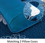 Frosted Magnolia Chic blue 3 Pc Bedspread & Pillow Cover Set - 45-Degree Angle