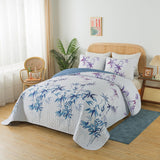 Ornate Vintage Lace purple blue3 Pc Bedspread & Pillow Cover Set - Front View