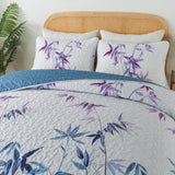 Ornate Vintage Lace purple blue3 Pc Bedspread & Pillow Cover Set - Top-Down View