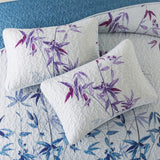 Ornate Vintage Lace purple blue3 Pc Bedspread & Pillow Cover Set - Rear View