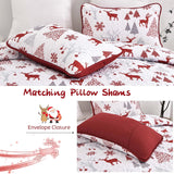 Snowflake Pattern nordic Christmas Queen Bedspread Set - Rear View