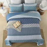Classic Hydrangea Soft Quilted 3 Pc Bedspread & Pillow Cover Set - 45-Degree Angle