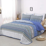 Blue teak Sunrise Floral Lightweight 3 Pc Bedspread & Pillow Cover Set - 45-Degree Angle