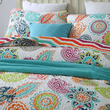 Embroidered Regal Lily Pattern 3 Pc Bedspread & Pillow Cover Set - Front View