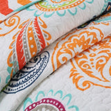 Embroidered Regal Lily Pattern 3 Pc Bedspread & Pillow Cover Set - Side View