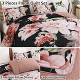 Botanical Evergreen Floral Cozy 3 Pc Bedspread & Pillow Cover Set - 45-Degree Angle