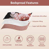 Botanical Evergreen Floral Cozy 3 Pc Bedspread & Pillow Cover Set - Rear View