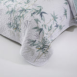 Soft leafey bloom Quilted 3 Pc Bedspread & Pillow Cover Set - Top-Down View