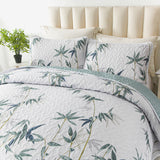 Soft leafey bloom Quilted 3 Pc Bedspread & Pillow Cover Set - 45-Degree Angle