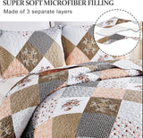 Gleaming rust brown colo patchwork 3 Pc XL Bedspread & Pillow Cover Set - Side View