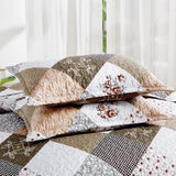 Gleaming rust brown colo patchwork 3 Pc XL Bedspread & Pillow Cover Set - 45-Degree Angle