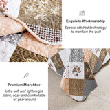 Gleaming rust brown colo patchwork 3 Pc Bedspread & Pillow Cover Set - Top-Down View