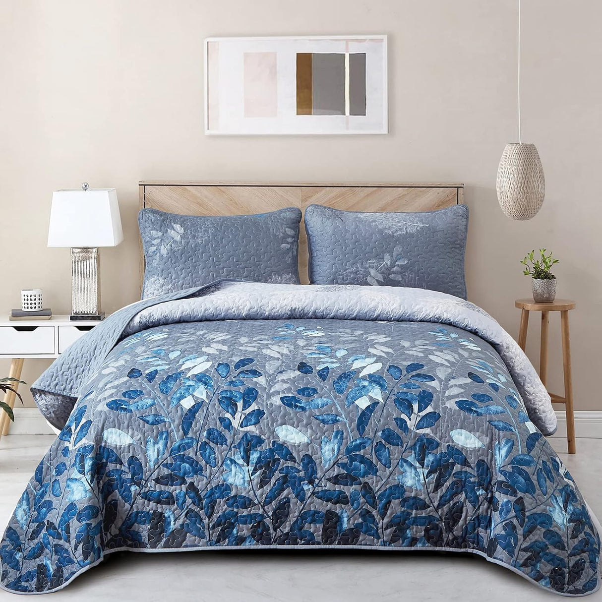 Tranquil Zen Garden Floral 3 Pc Bedspread & Pillow Cover Set