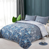 Tranquil Zen Garden Floral 3 Pc Bedspread & Pillow Cover Set - Front View