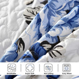 Rich white blue Elegant 3 Pc Bedspread & Pillow Cover Set - Side View