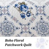 Rich white blue Elegant 3 Pc Bedspread & Pillow Cover Set - Top-Down View