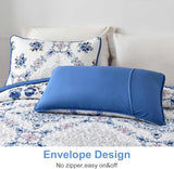 Rich white blue Elegant 3 Pc Bedspread & Pillow Cover Set - Rear View