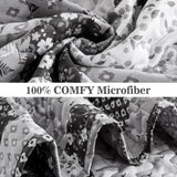 Autumn patchwork B/W Pattern 3 Pc Bedspread & Pillow Cover Set - Side View