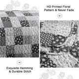 Autumn patchwork B/W Pattern 3 Pc Bedspread & Pillow Cover Set - 45-Degree Angle