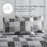 Autumn patchwork B/W Pattern 3 Pc Bedspread & Pillow Cover Set - Rear View