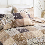 Rustic Countryside Daisy Quilted 3 Pc Bedspread & Pillow Cover Set - Rear View