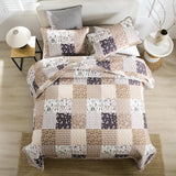 Rustic Countryside Daisy Quilted 3 Pc Bedspread & Pillow Cover Set - Close-Up Angle