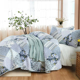 Radiant Summer Breeze patchwork 3 Pc Bedspread & Pillow Cover Set - Top-Down View