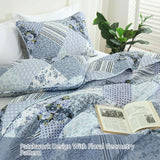 Radiant Summer Breeze patchwork 3 Pc Bedspread & Pillow Cover Set - Rear View