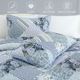 Radiant Summer Breeze patchwork 3 Pc Bedspread & Pillow Cover Set - Low Angle