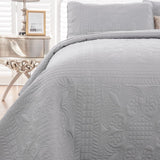 Plain Grey Choc urban 3 Pc Bedspread & Pillow Cover Set - Side View