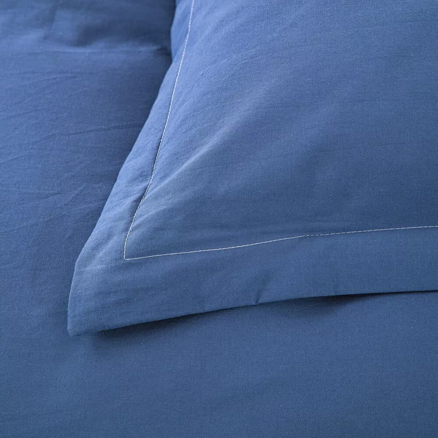 100% cotton Premium Doona Duvet Quilt Cover Set with Soft Pillowcases - Blue-Single