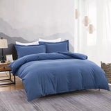 100% cotton Premium Doona Duvet Quilt Cover Set with Soft Pillowcases - Blue-Super King - Side View