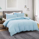 100% cotton Premium Doona Duvet Quilt Cover Set with Soft Pillowcases - Aqua-King - Front View