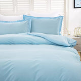 100% cotton Premium Doona Duvet Quilt Cover Set with Soft Pillowcases - Aqua-King - Top-Down View