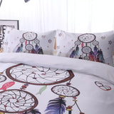 Dream catcher Printed Duvet Cover Set with Matching Pillowcases - white-Super King - Front View