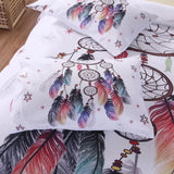 Dream catcher Printed Duvet Cover Set with Matching Pillowcases - white-Super King - Side View