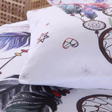 Dream catcher Printed Duvet Cover Set with Matching Pillowcases - white-Super King - Top-Down View